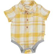 Helford Woven Onesie - Gold Plaid-Little Sprout