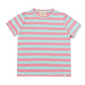 Camber Striped Tee - Pink, Blue Stripe-Little Sprout