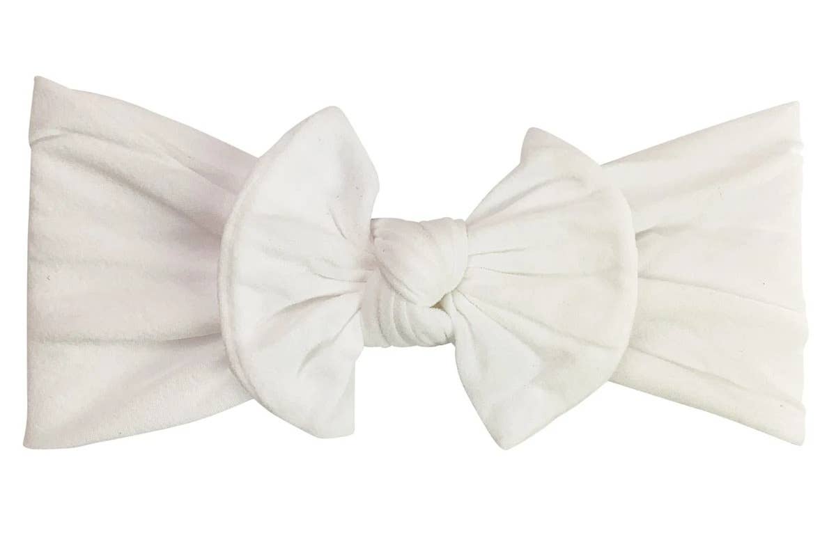 Nylon Bow Knotted Center Headwrap Infant Headband Baby Girl: Ivory-Little Sprout