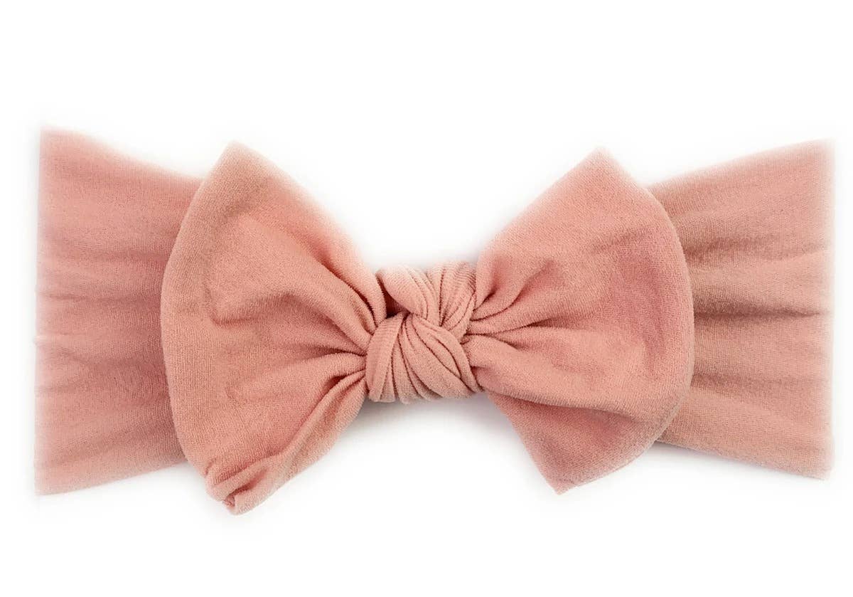 Nylon Bow Knotted Center Headwrap Infant Headband Baby Girl: Ivory-Little Sprout