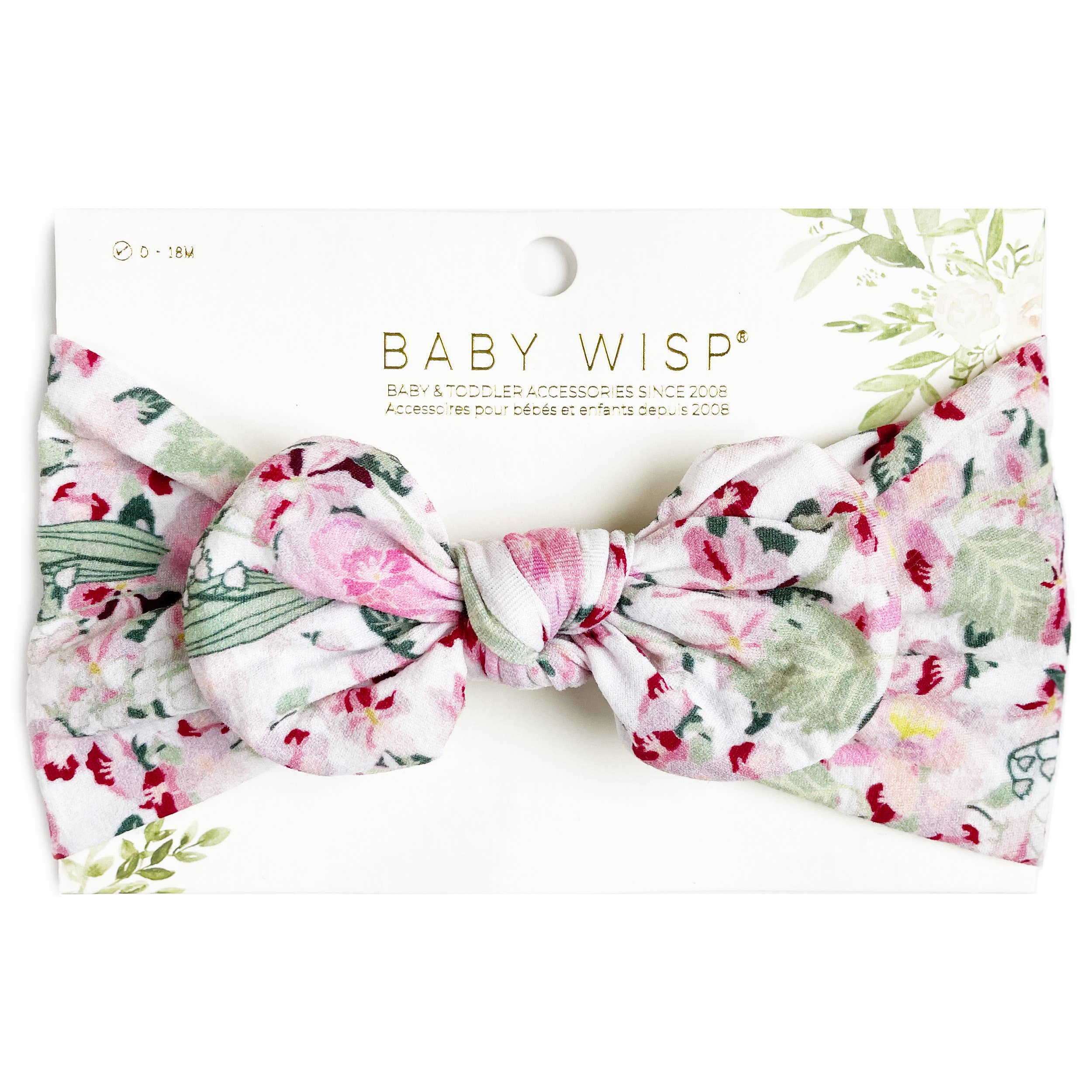 Baby Headband Nylon Infant Bow - Floral Print Begonia-Little Sprout