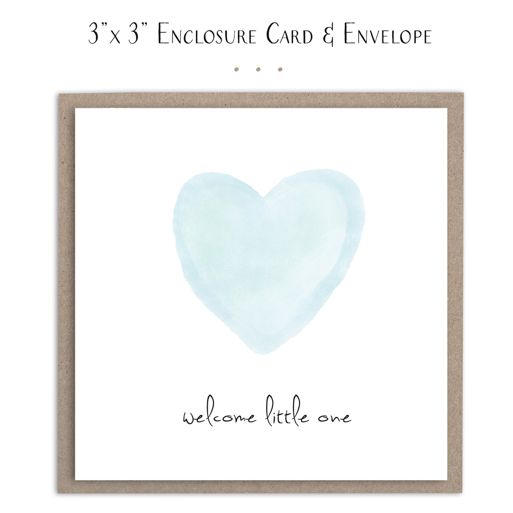Welcome Little One 'blue' Mini Card - Baby Boy Card: Plain-Little Sprout