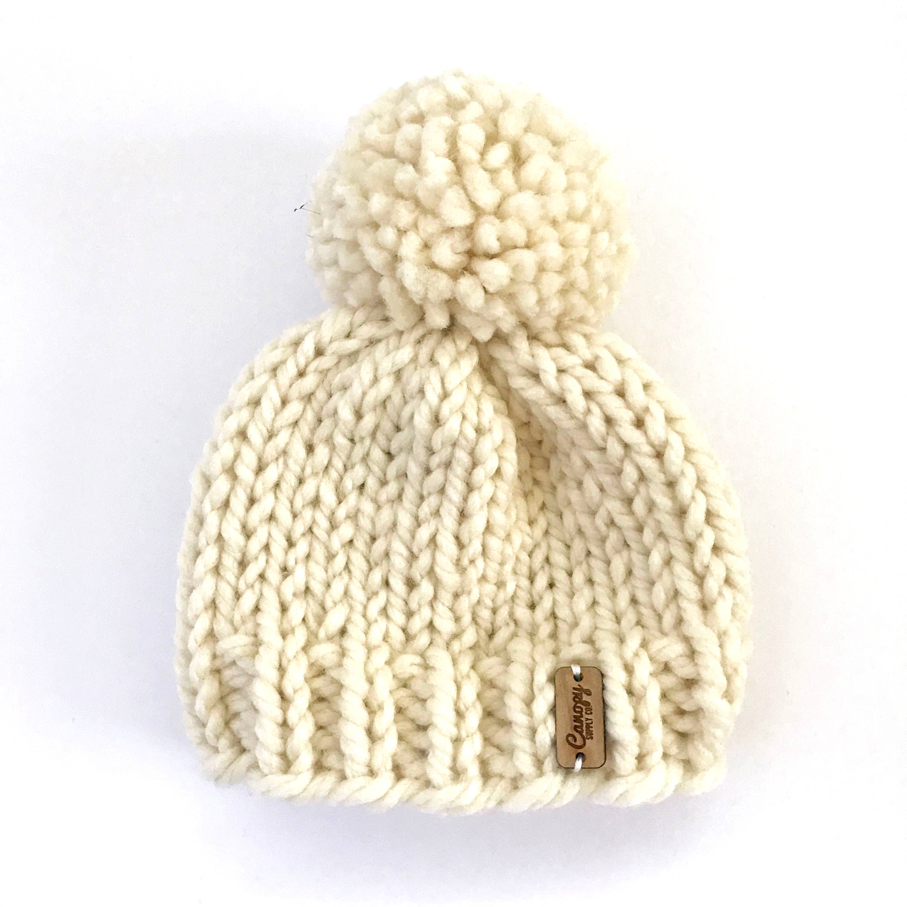 Monarch Beanie > Kids and Baby Knit Pom Pom Hat: Birch / 3-6 Months-Little Sprout