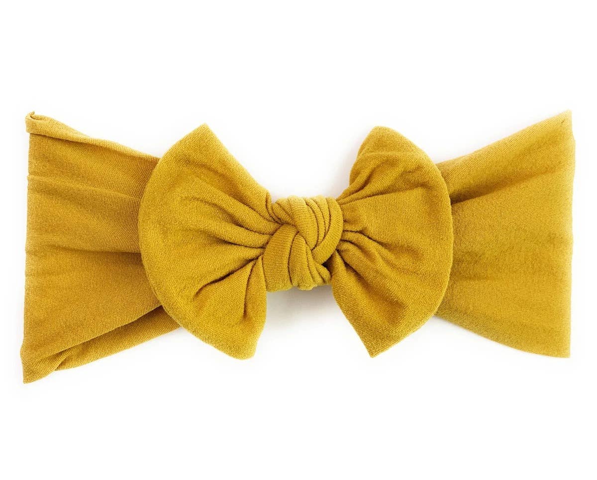 Nylon Bow Knotted Center Headwrap Infant Headband Baby Girl: Ivory-Little Sprout