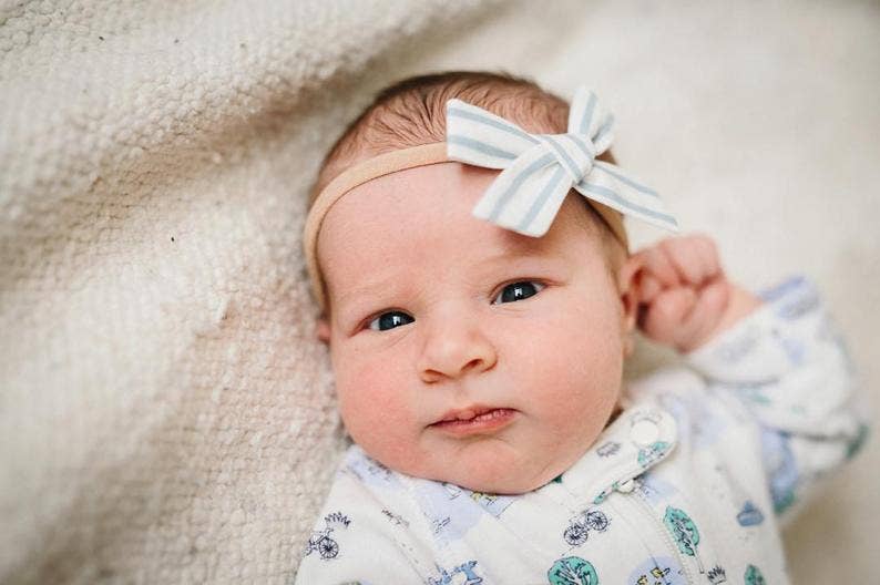 Blush Pink Hand Tied Pigtail Bows: 1 Bow on Headband-Little Sprout