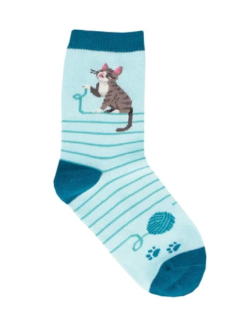 Kids Cotton Crew Socks - Too Cool for Spool/Blue-Little Sprout