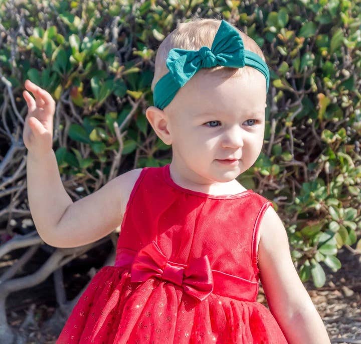 Nylon Bow Knotted Center Headwrap Infant Headband Baby Girl: Ivory-Little Sprout