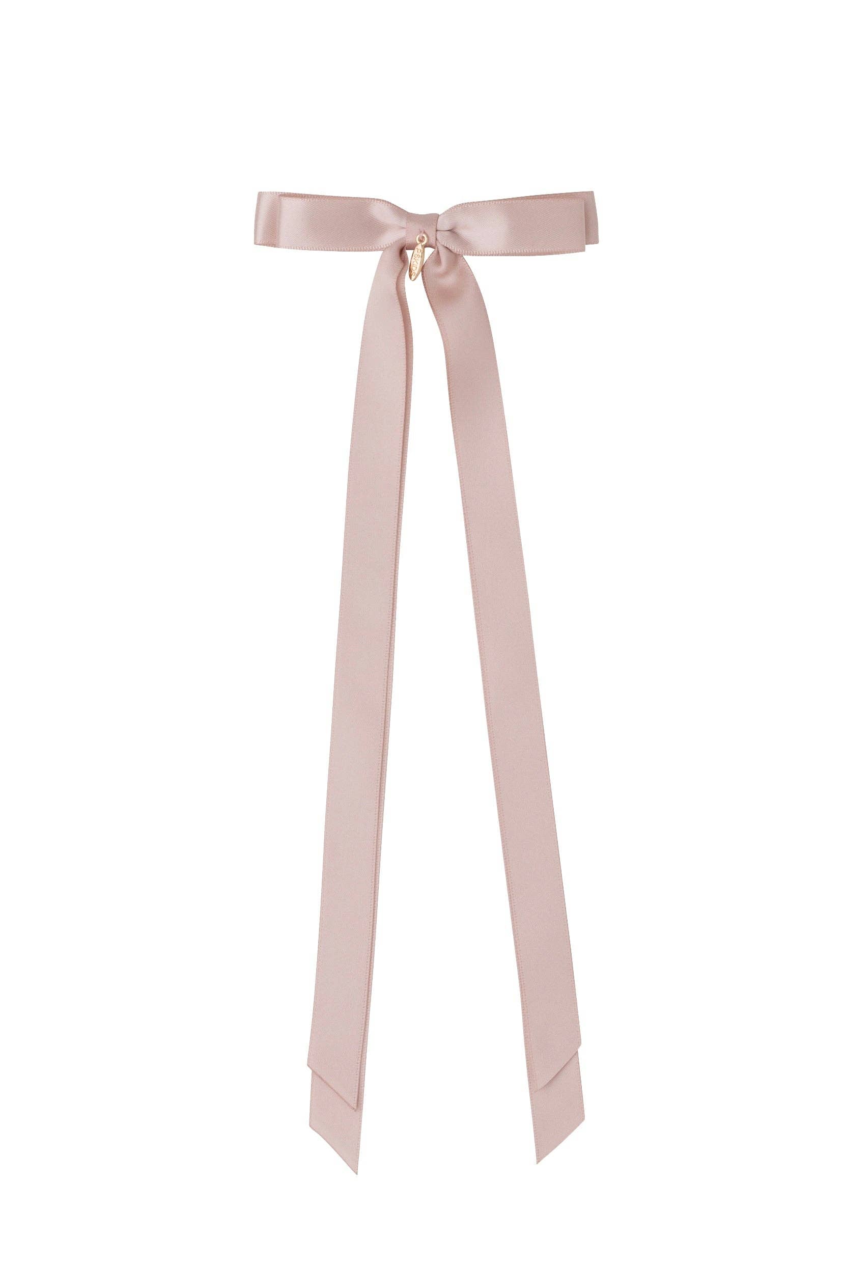 Matilda Satin Long Tail Bow Clip - Vanilla: Vanilla-Little Sprout
