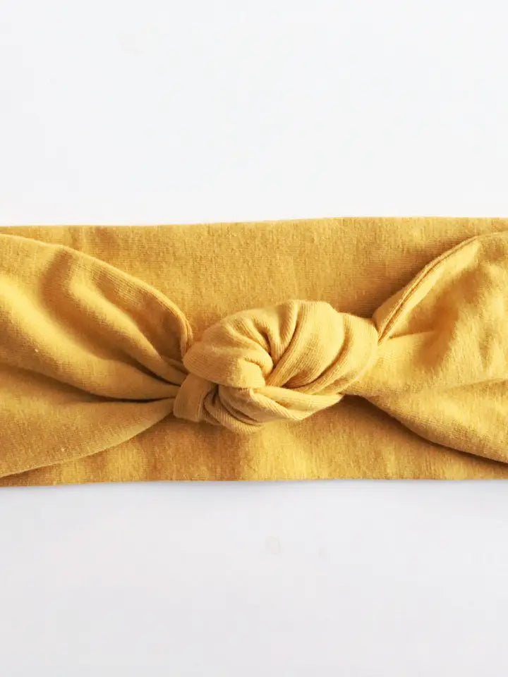 Mustard Yellow Top Knot Headband: 0-6M-Little Sprout