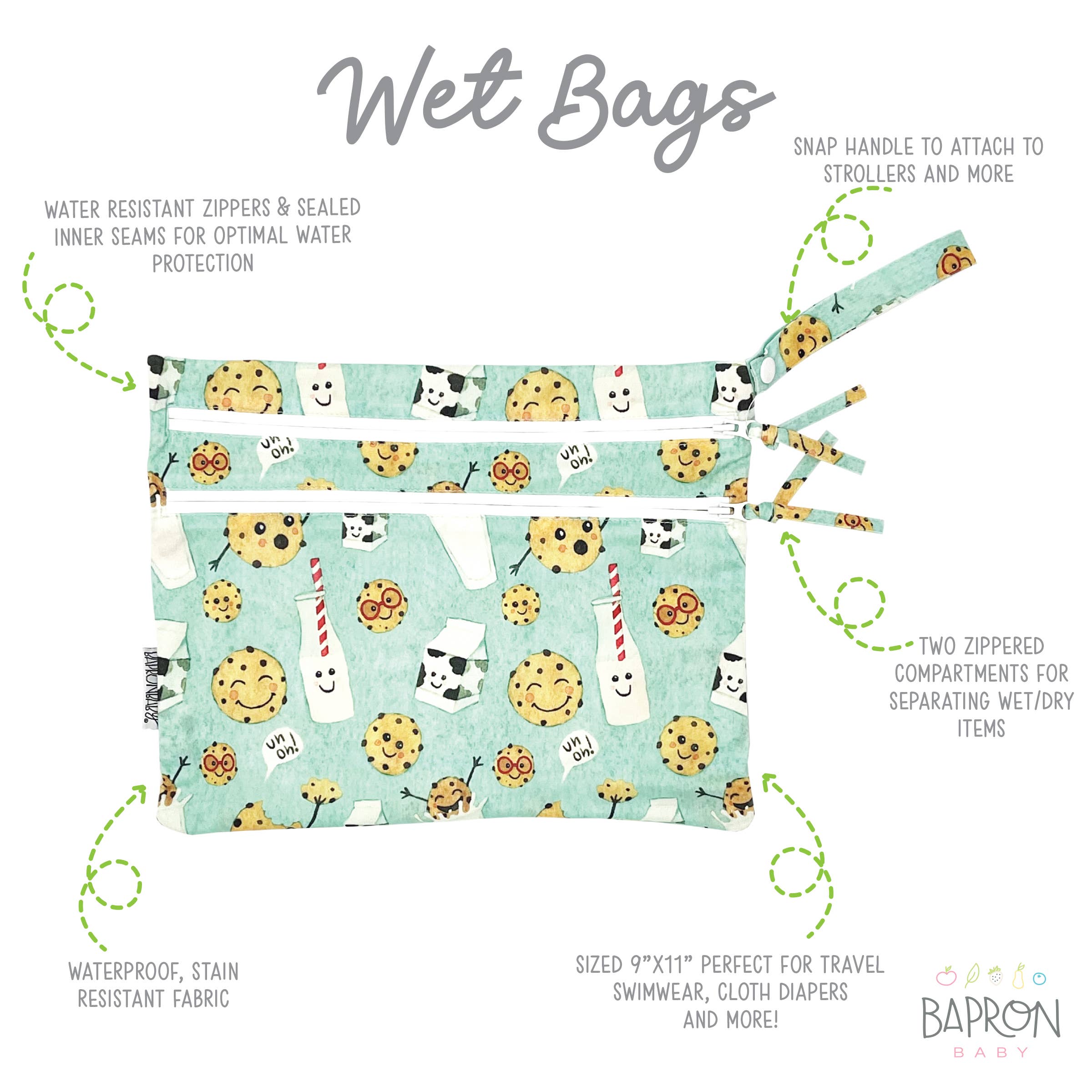 Cookies and Milk Waterproof Wet Bag-Little Sprout