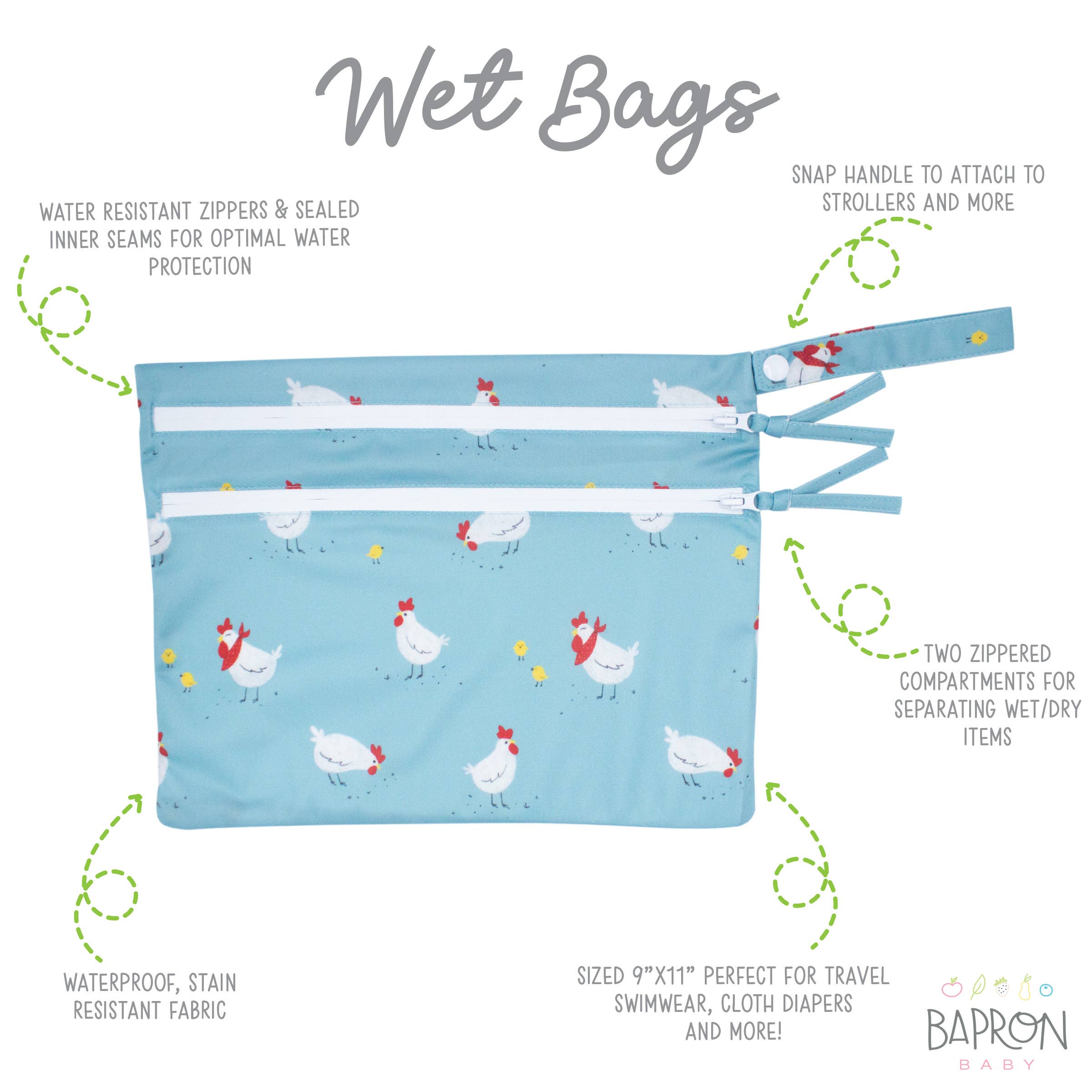 Little Chickies Waterproof Wet Bag-Little Sprout