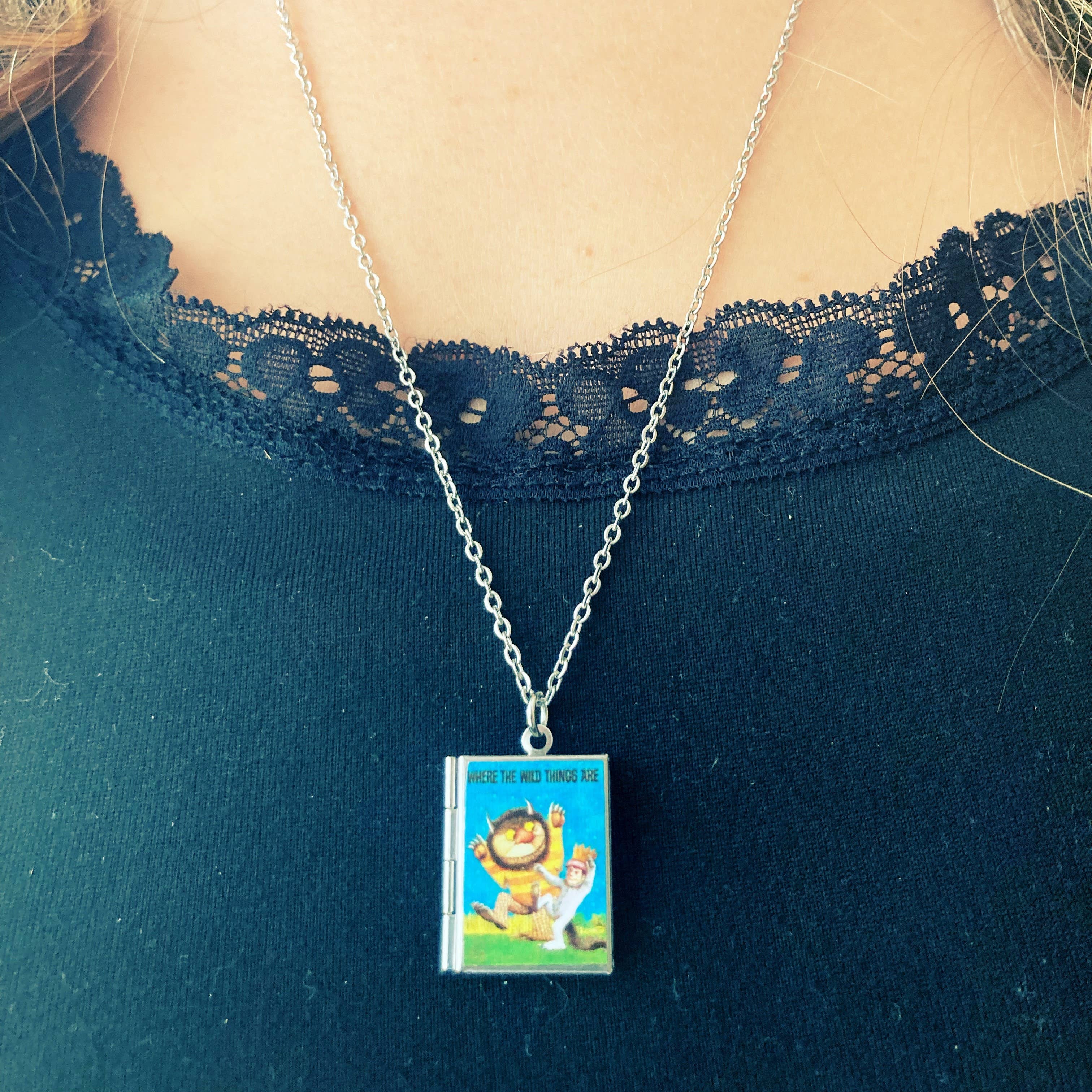 Book Locket Where the Wild Things Are: Stainless Steel-Little Sprout