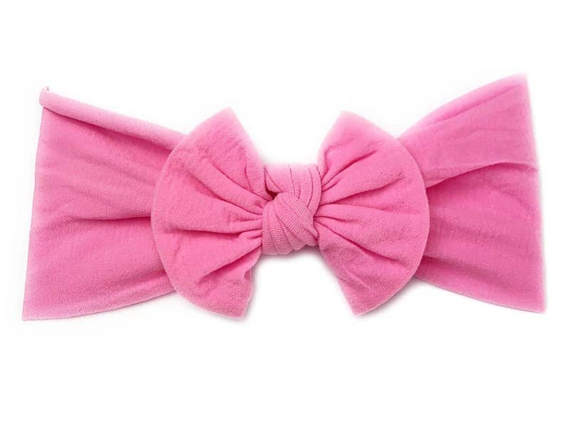 Nylon Bow Knotted Center Headwrap Infant Headband Baby Girl: Ivory-Little Sprout