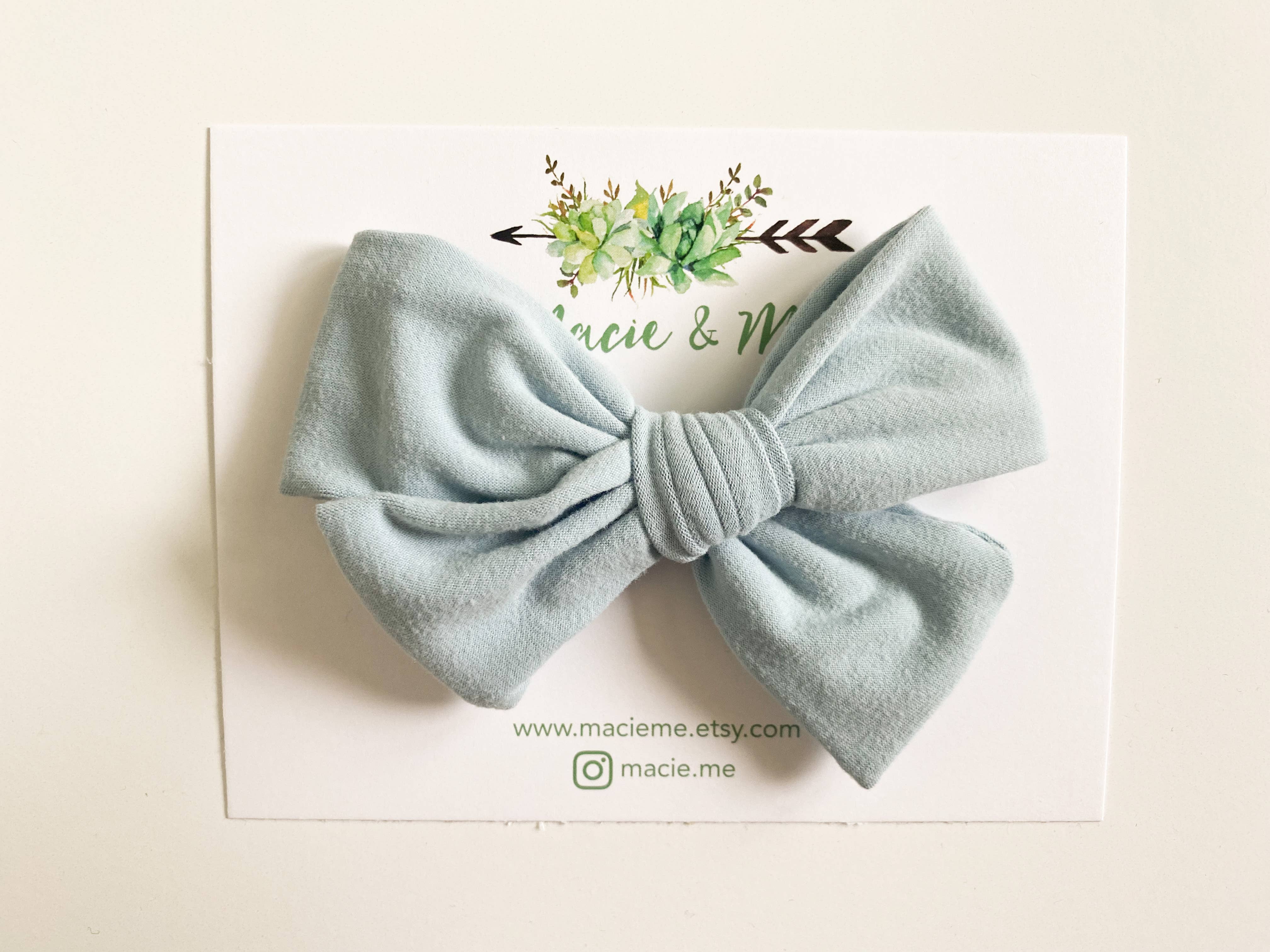 Light Blue Schoolgirl Bow: Clip-Little Sprout