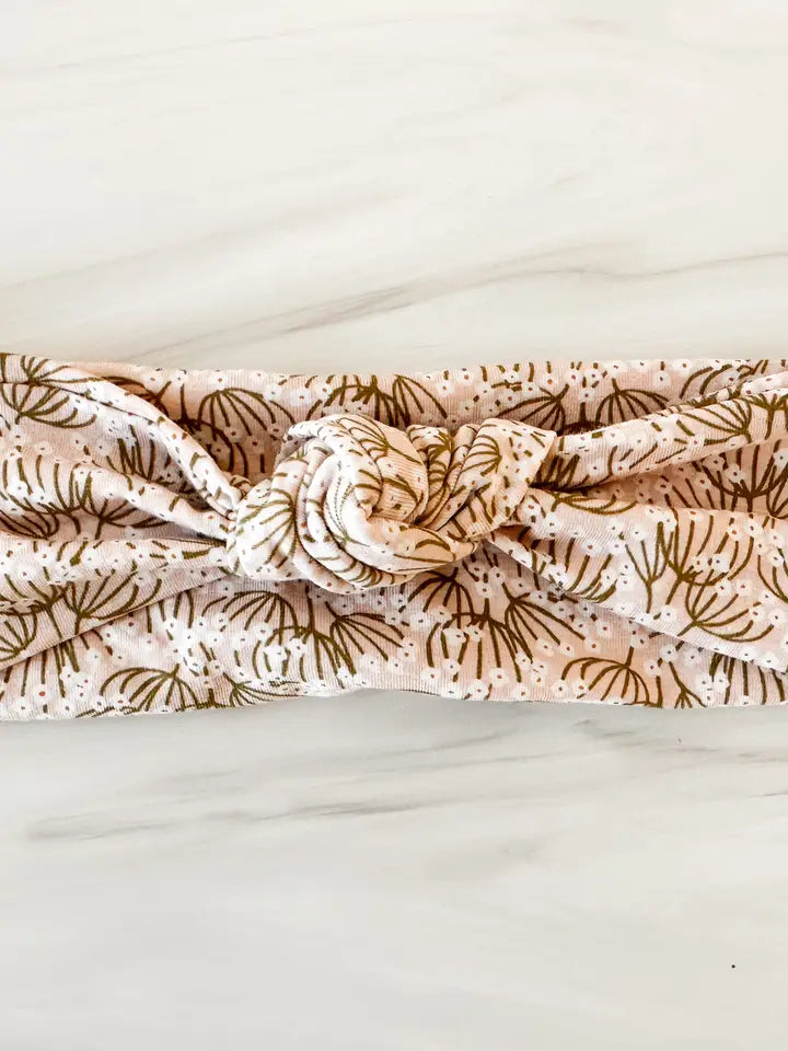Mauve Whisper Top Knot Headband: 0-6M-Little Sprout