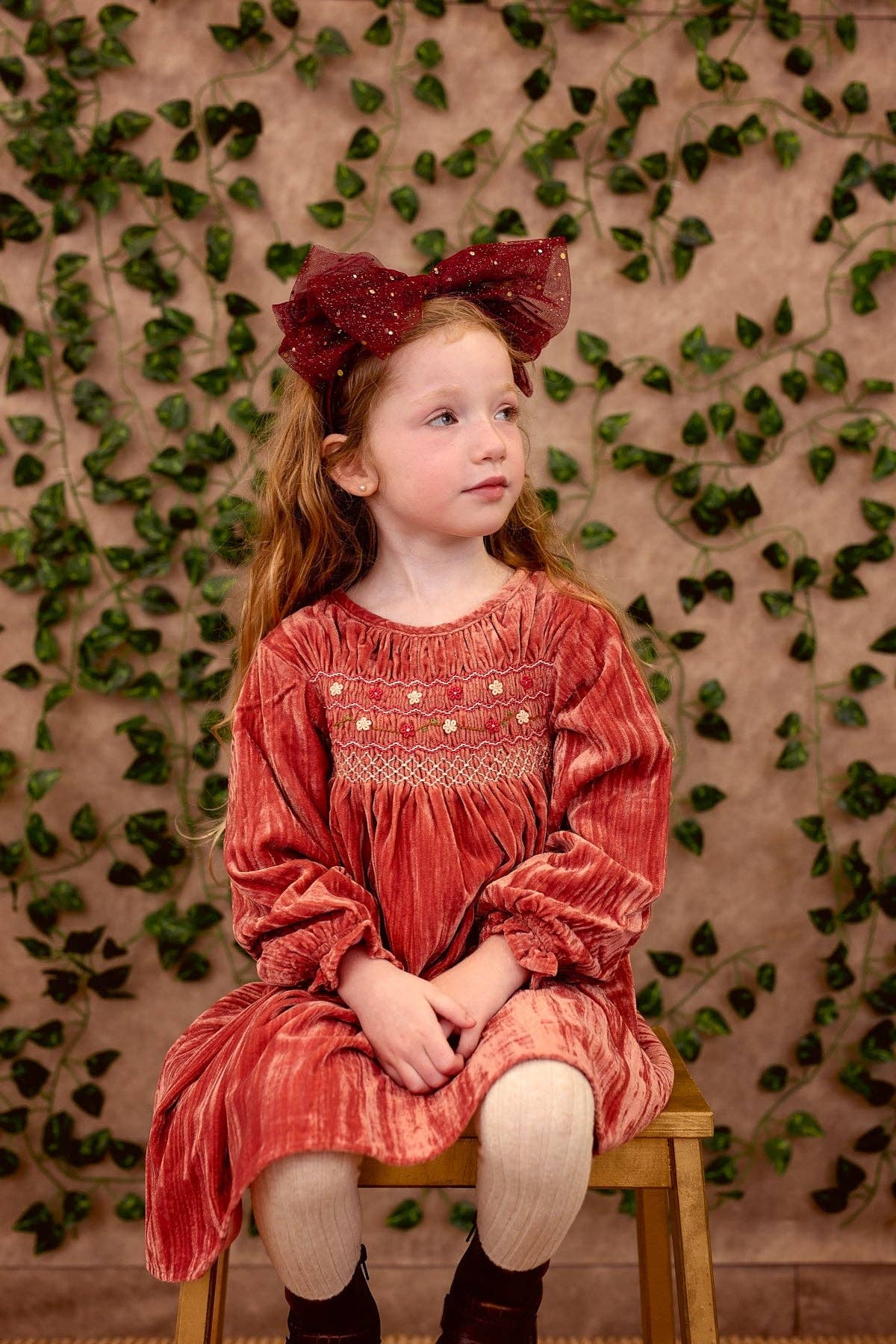 Ava Dot Headband - Burgundy: Burgundy-Little Sprout