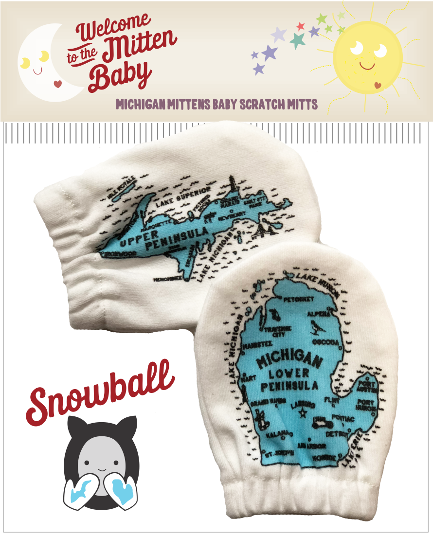 Michigan Mittens Baby Scratch Mitts: Snowball-Little Sprout