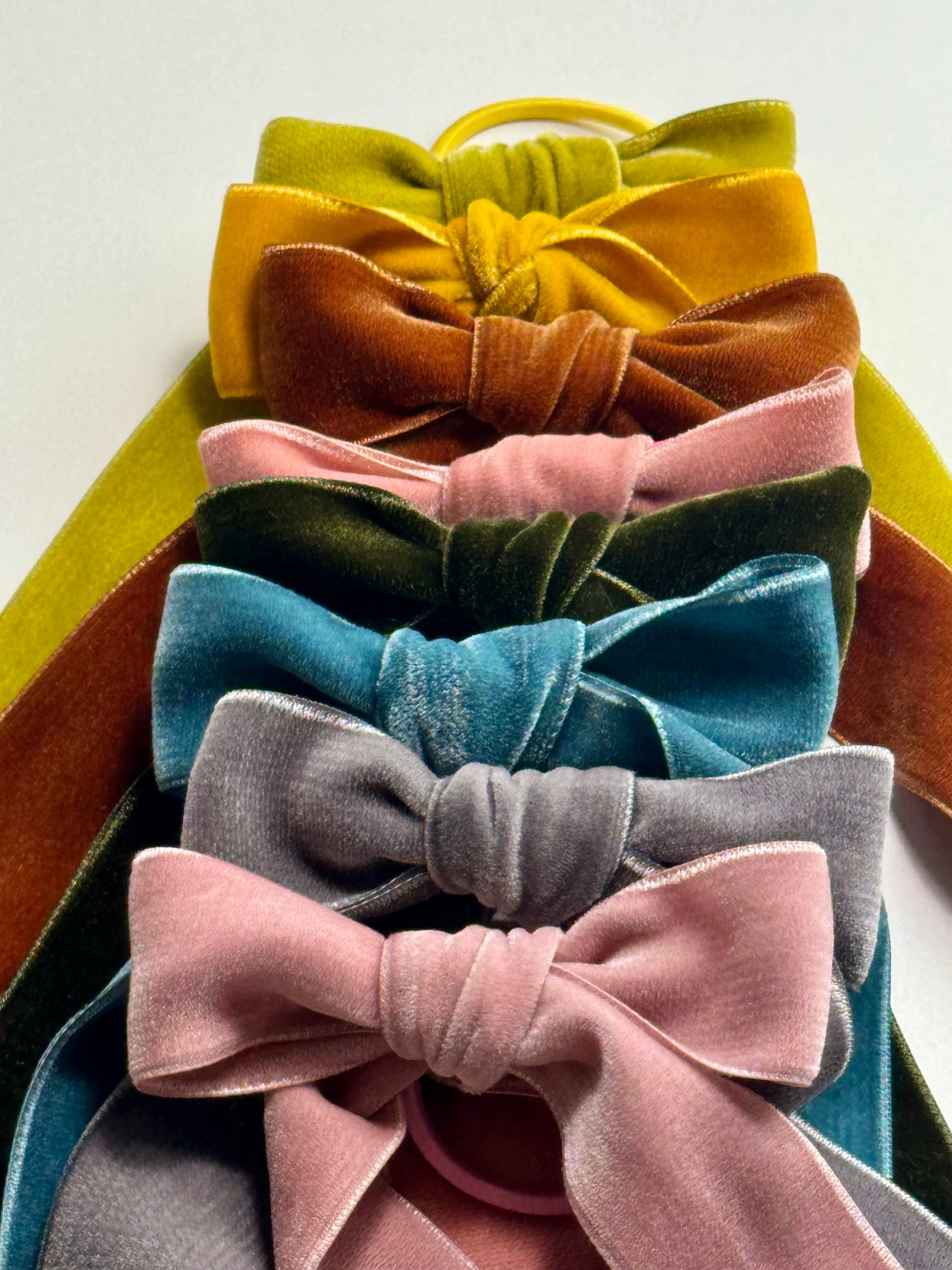 Velvet Hair Bows - Fall Vibes: Nutmeg-Little Sprout