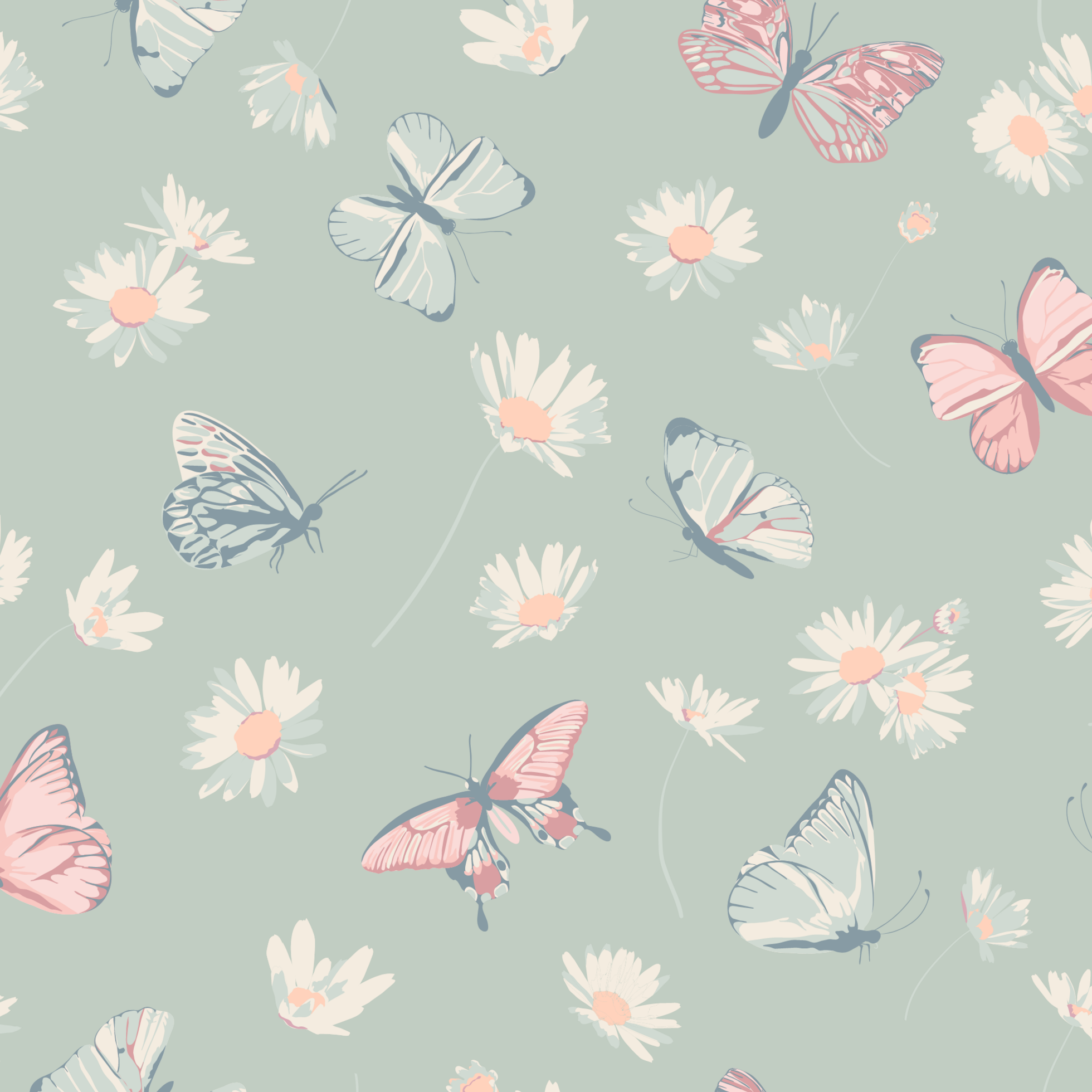 Summer PJ - Butterfly Daisy Mint: Butterfly Daisy Mint / Girl / 7 Years-Little Sprout