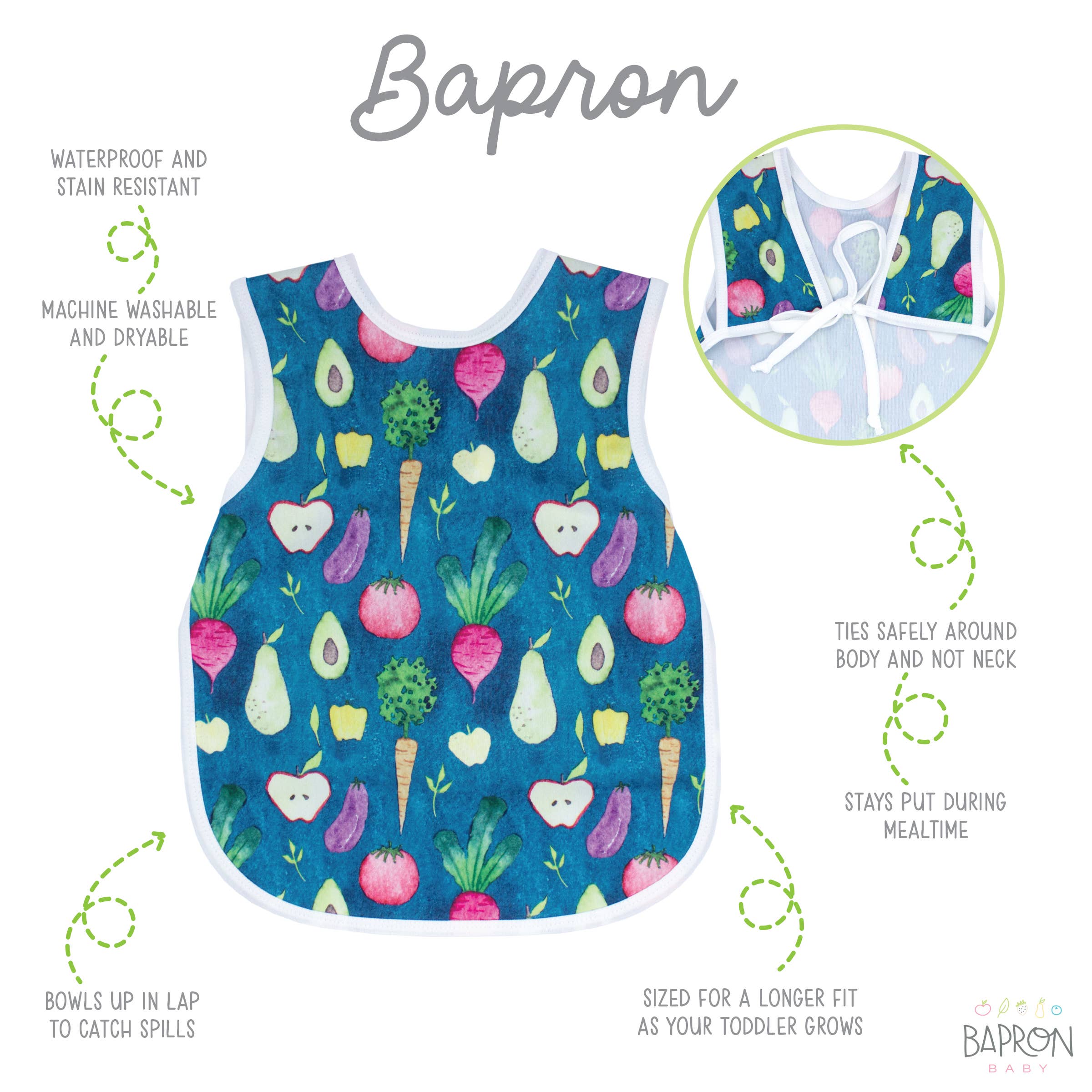 Organic Produce Bapron: Toddler (6m-3T)