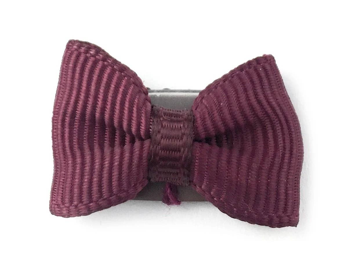 Mini Wisp Clip Tiny Tuxedo Baby Bow Hair Clips Mini Bows: Burgundy-Little Sprout