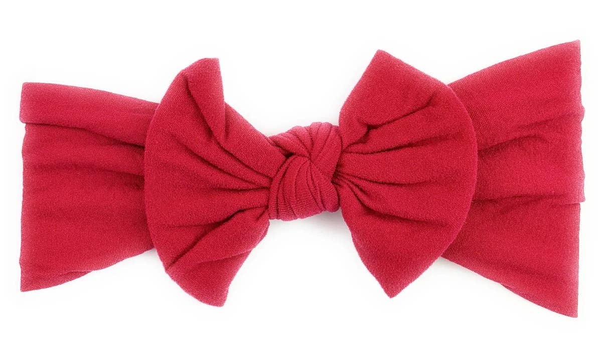 Nylon Bow Knotted Center Headwrap Infant Headband Baby Girl: Ivory-Little Sprout