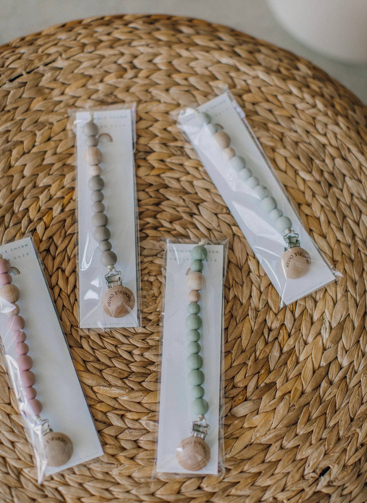 Grace Pacifier Clip - Pale Blush-Little Sprout