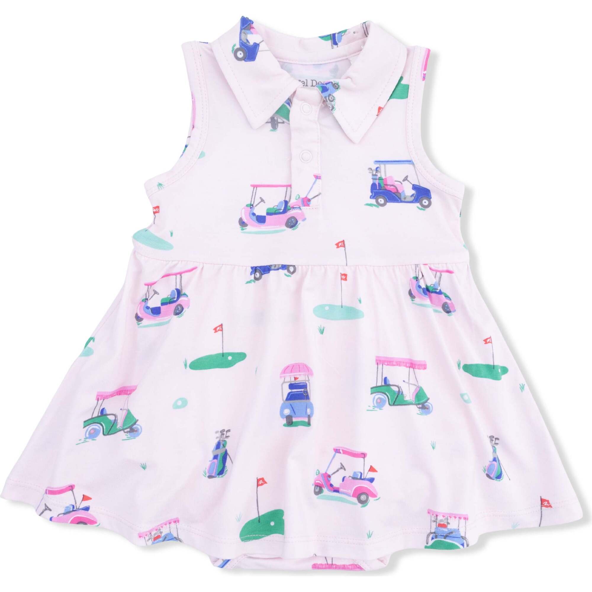 Angel Dear Vintage Golf Carts Pink Polo Tennis Dress