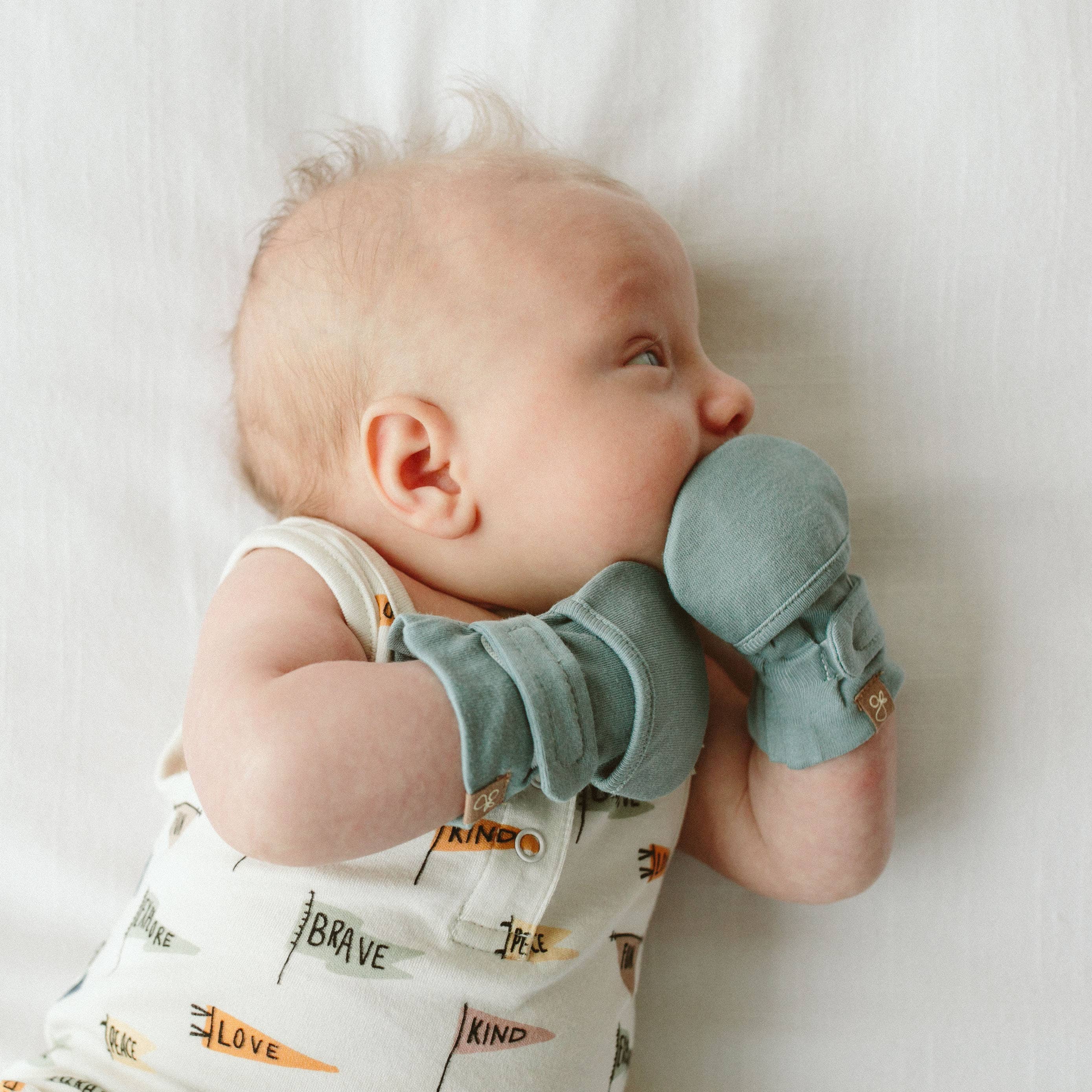 Stay On 2-Pack Baby Mitts - Poolside + Affirmations: 0-3-Little Sprout