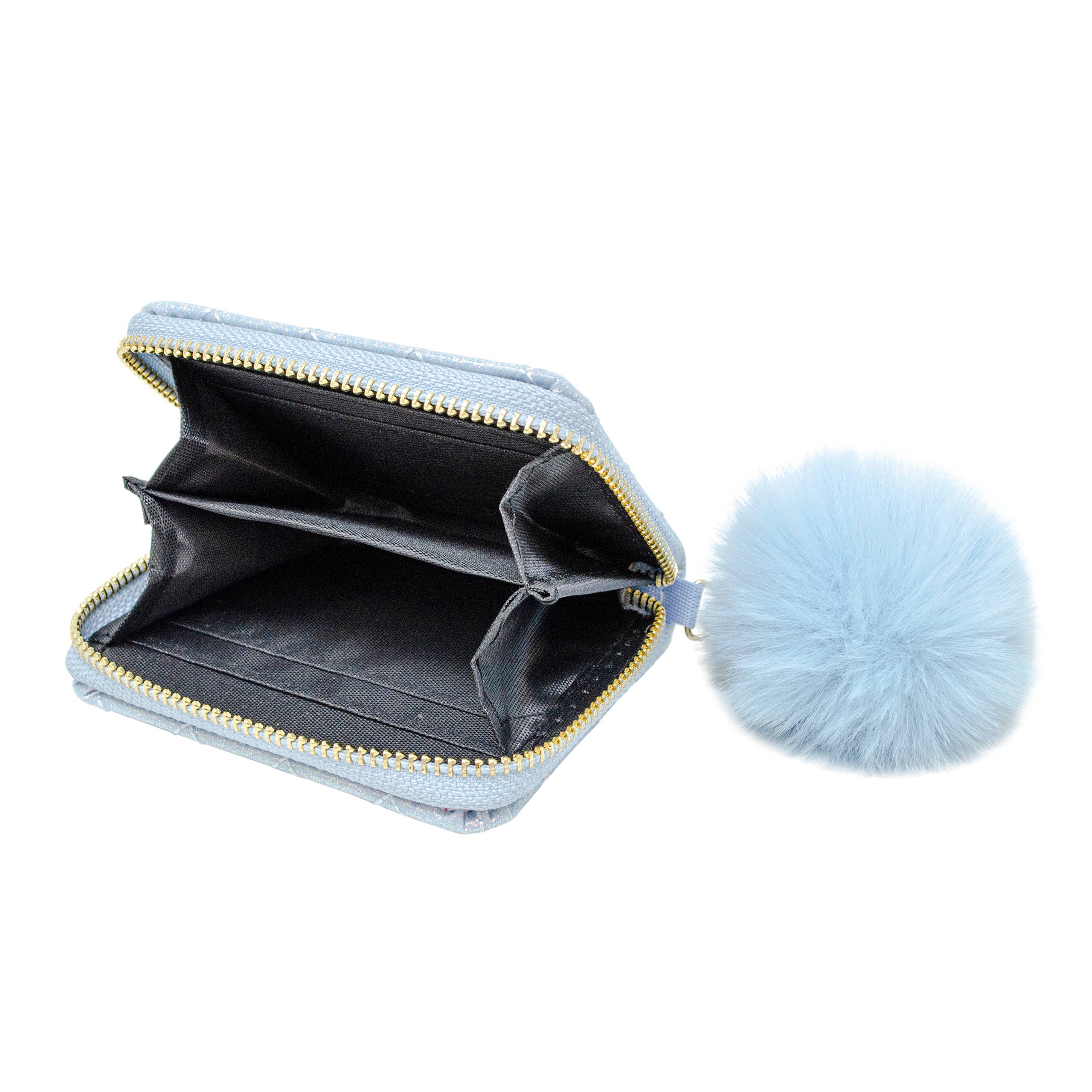 Girls Sparkle Quilted Wallet: Sky Blue