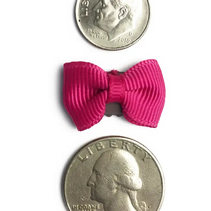 Mini Wisp Clip Tiny Tuxedo Baby Bow Hair Clips Mini Bows: Dark Pink-Little Sprout