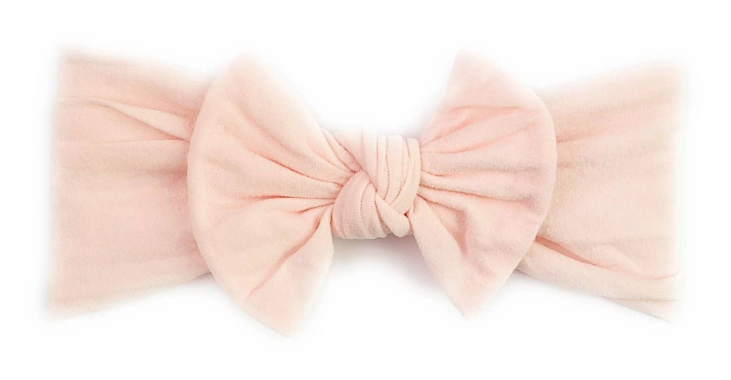 Nylon Bow Knotted Center Headwrap Infant Headband Baby Girl: Ivory-Little Sprout
