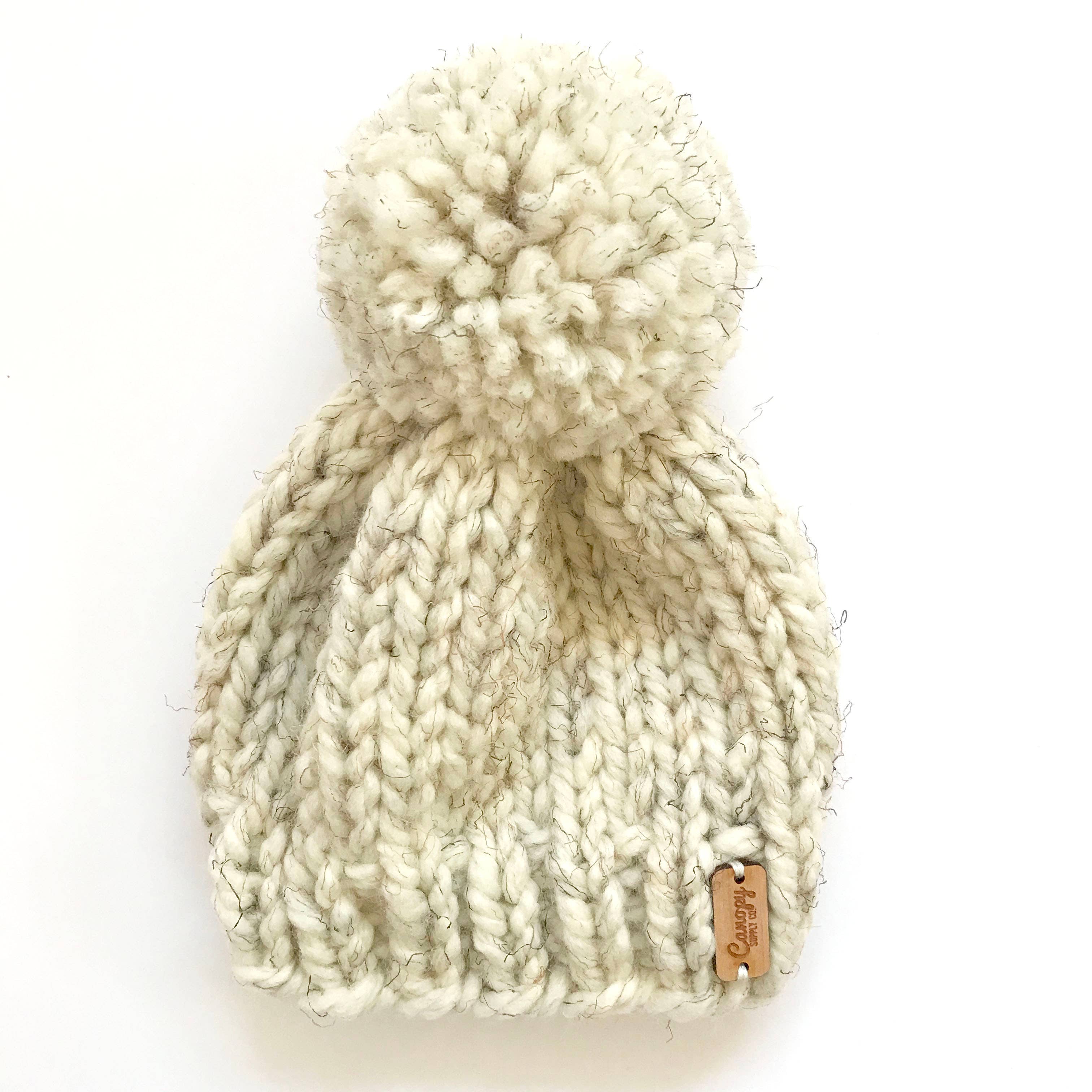 Monarch Beanie > Kids and Baby Knit Pom Pom Hat: Birch / 3-6 Months-Little Sprout