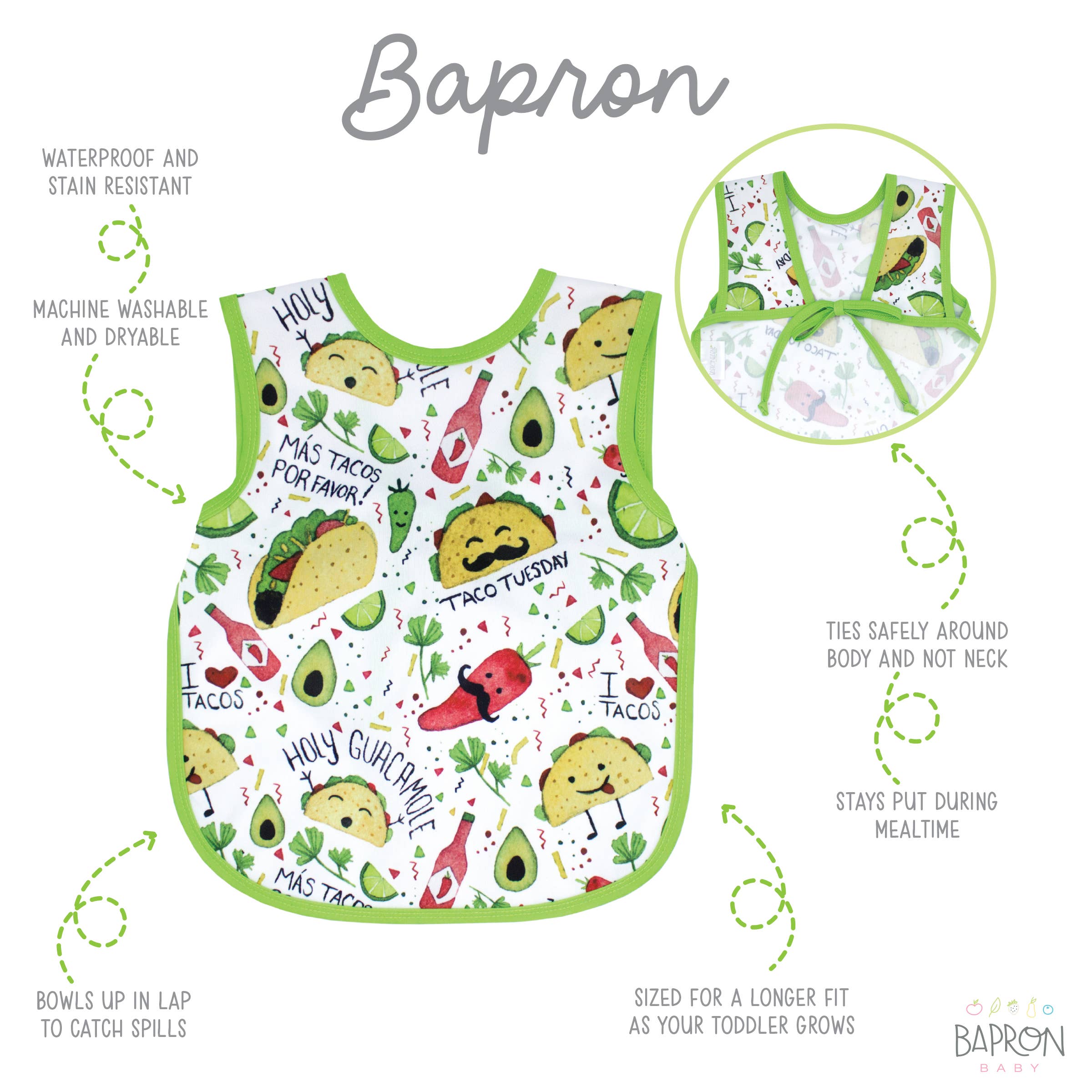 Taco Party Bapron: Toddler (6m-3T)-Little Sprout