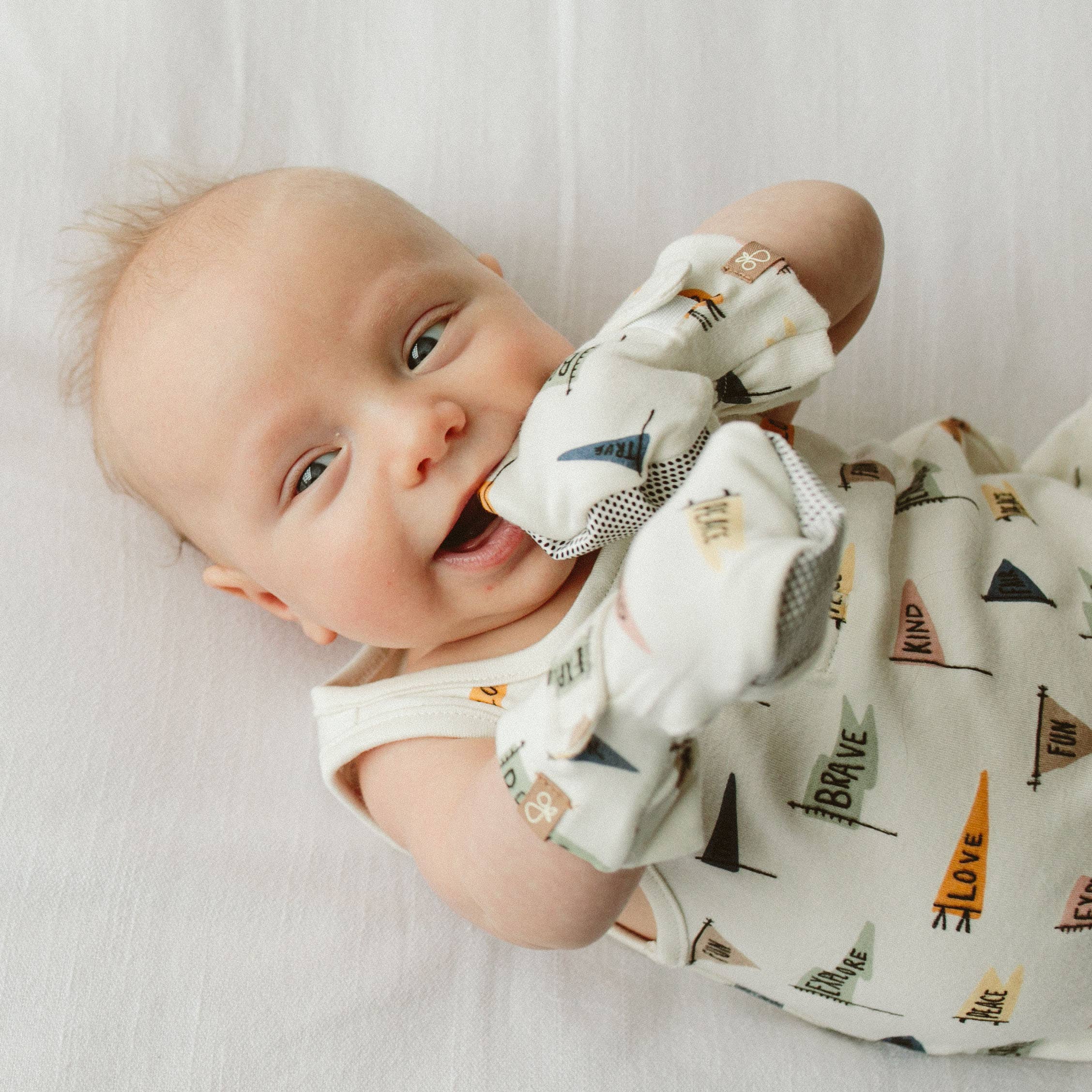 Stay On 2-Pack Baby Mitts - Poolside + Affirmations: 0-3-Little Sprout