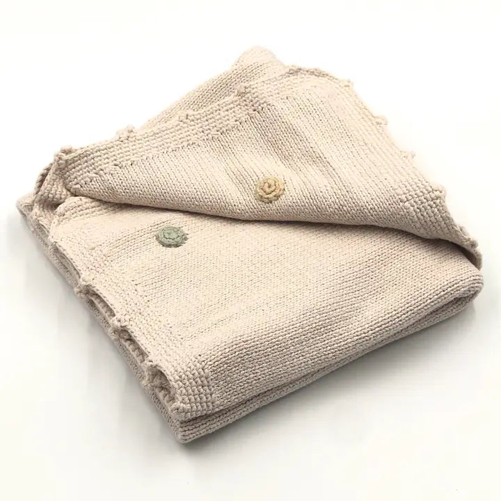Handmade Baby Blanket - Spotty - Natural-Little Sprout