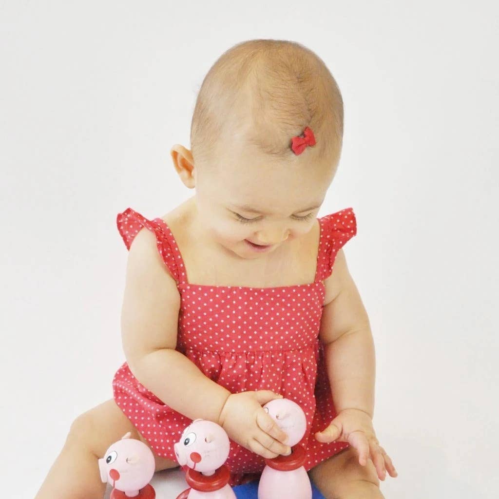 Mini Wisp Clip Tiny Tuxedo Baby Bow Hair Clips Mini Bows: Burgundy-Little Sprout