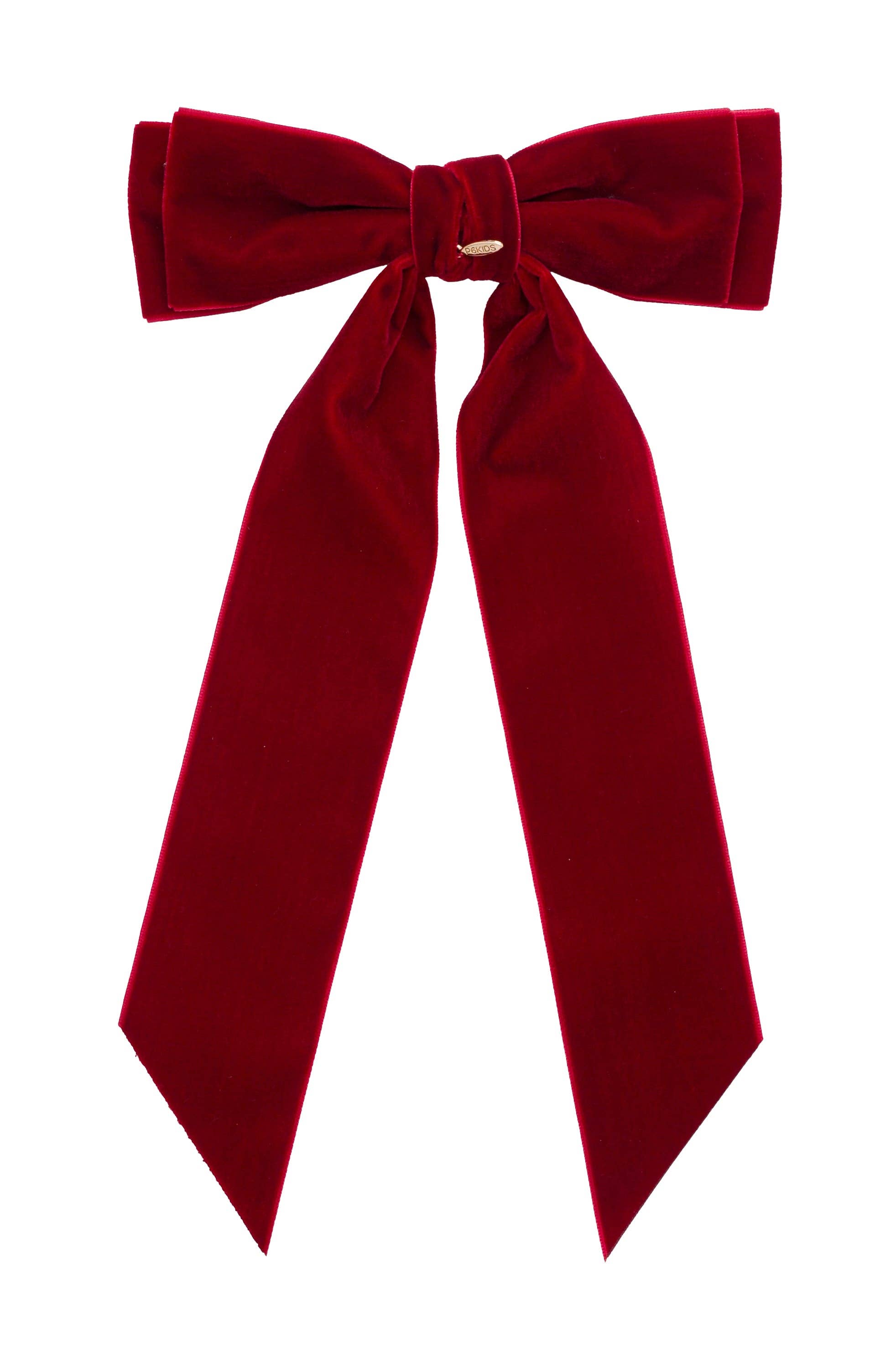 Madeline Velvet Long Tail Bow Clip - Red: Red-Little Sprout