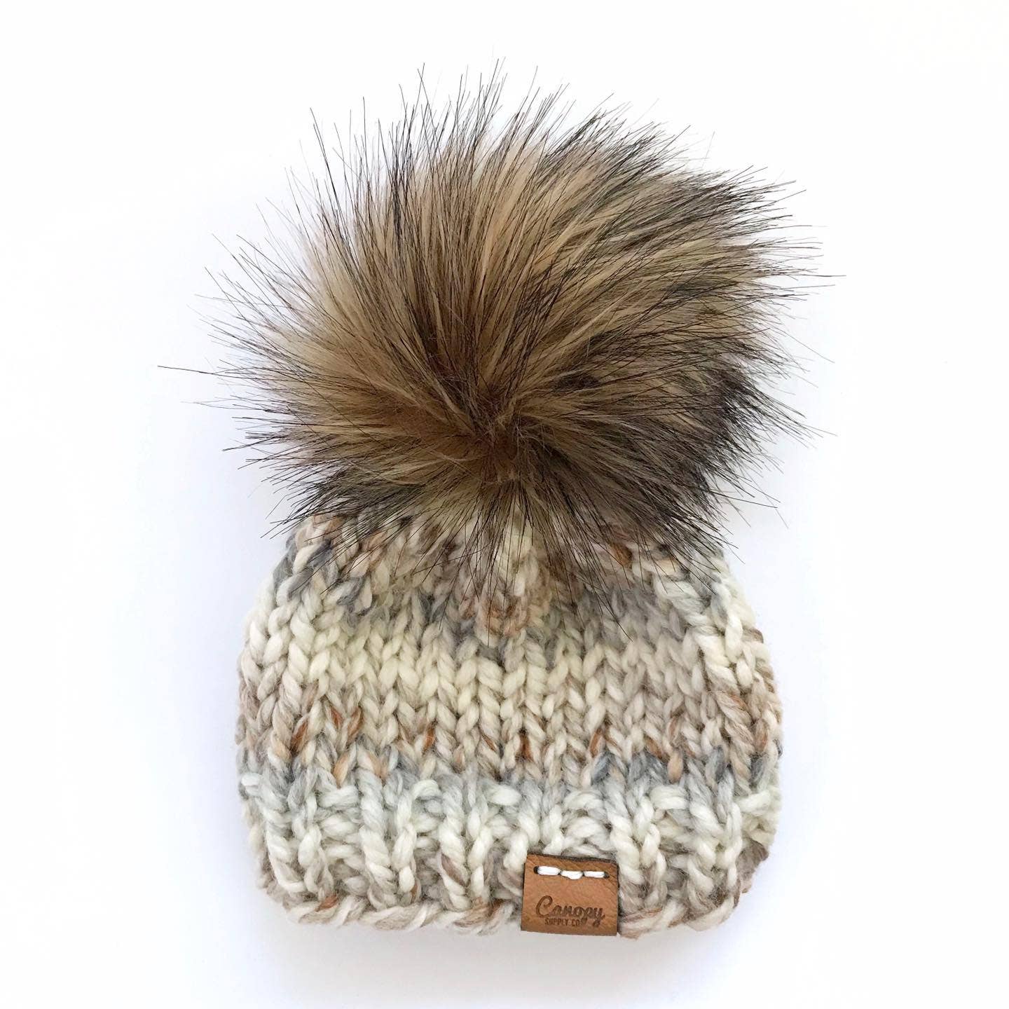Colorado Beanie > Kids and Baby Knit Faux Fur Pom Pom Hat: Youth (4-9 Years)-Little Sprout