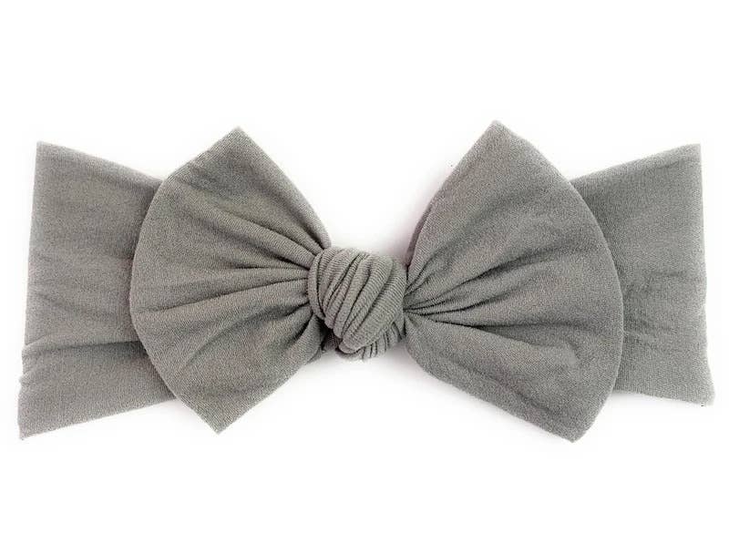 Nylon Bow Knotted Center Headwrap Infant Headband Baby Girl: Ivory-Little Sprout