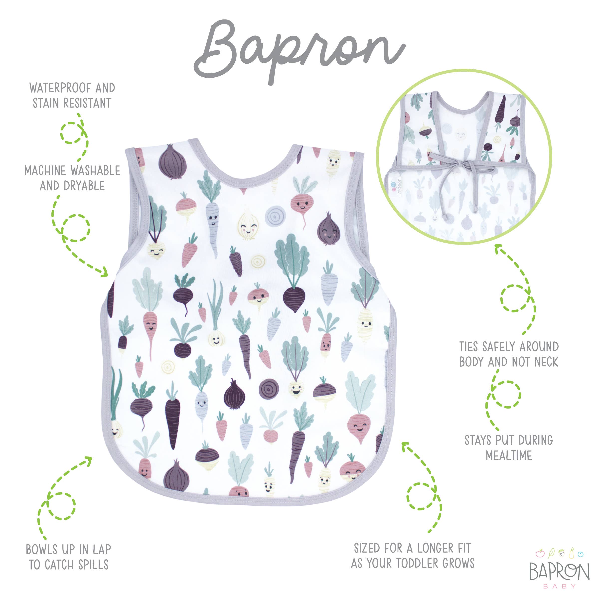 Root Veggies Bapron: Toddler (6m-3T)-Little Sprout