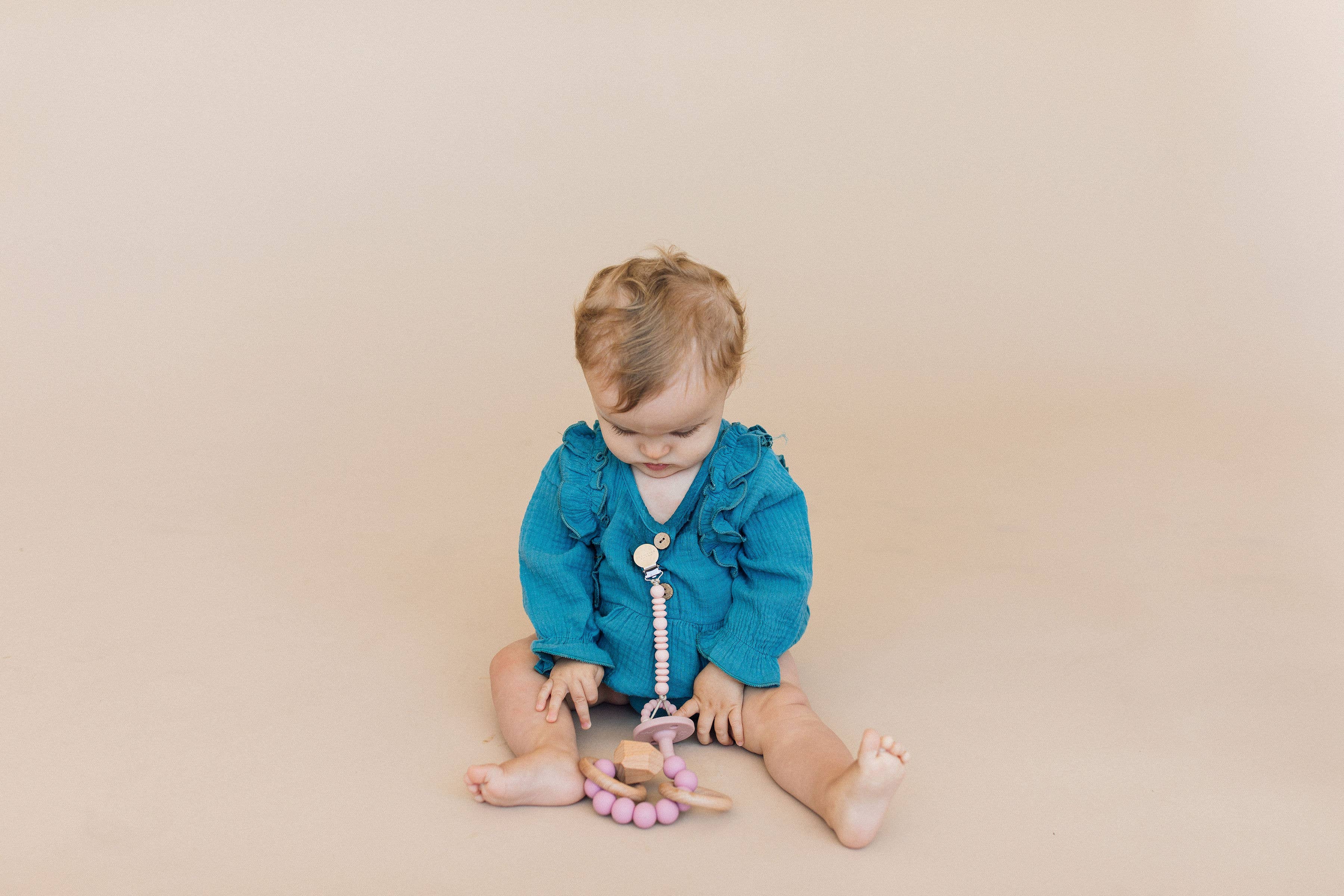 Grace Pacifier Clip - Pale Blush-Little Sprout