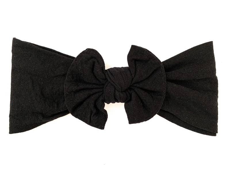 Nylon Bow Knotted Center Headwrap Infant Headband Baby Girl: Ivory-Little Sprout