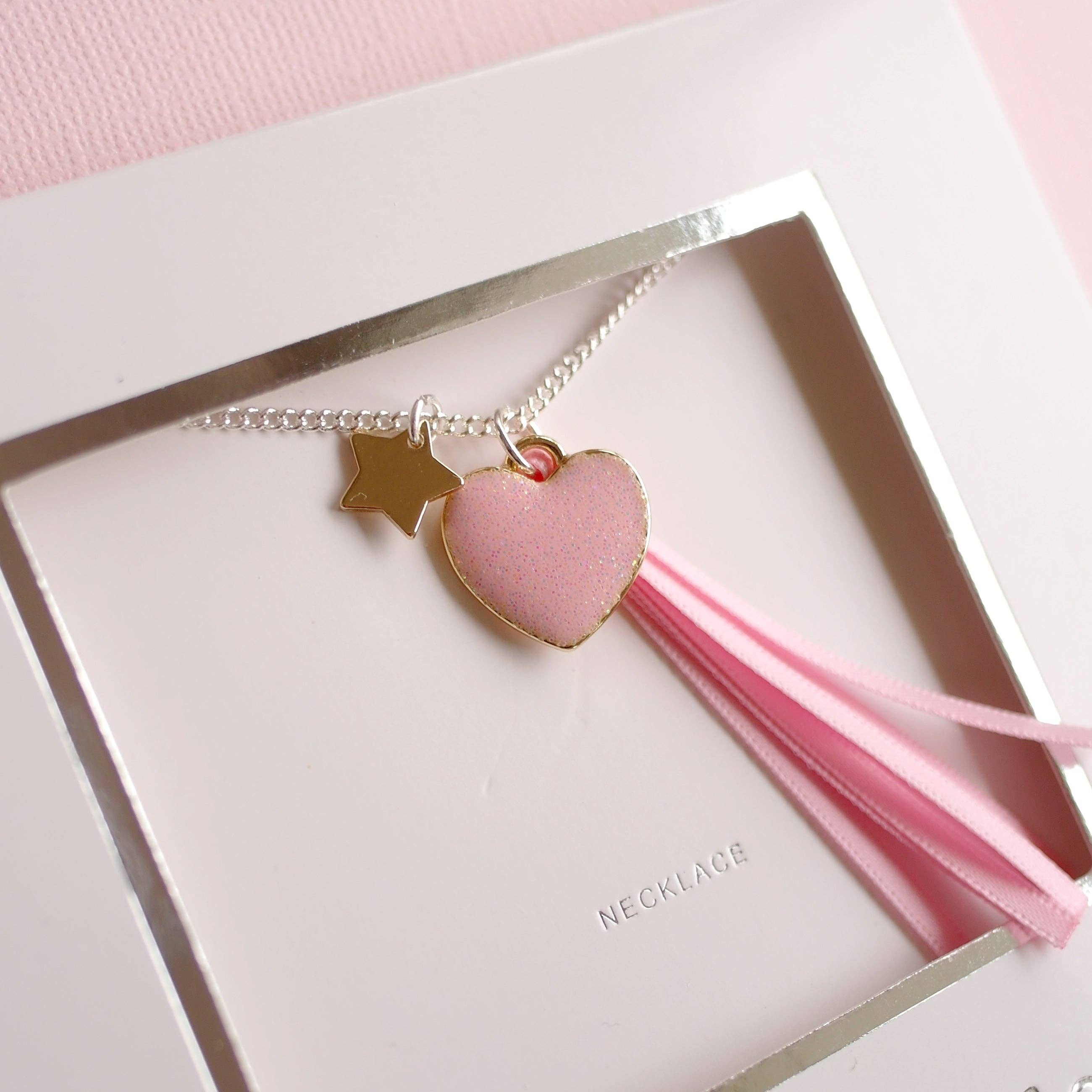 Pink Fantasia Heart Necklace-Little Sprout