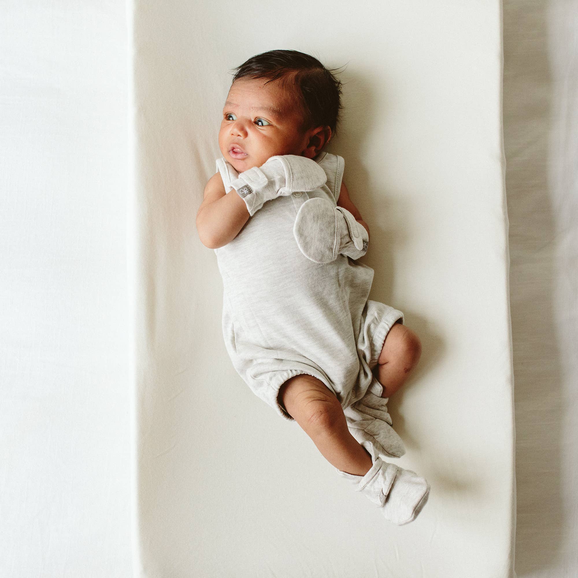 Stay On 2-Pack Baby Mitts - Many Moons + Storm Gray: 0-3-Little Sprout