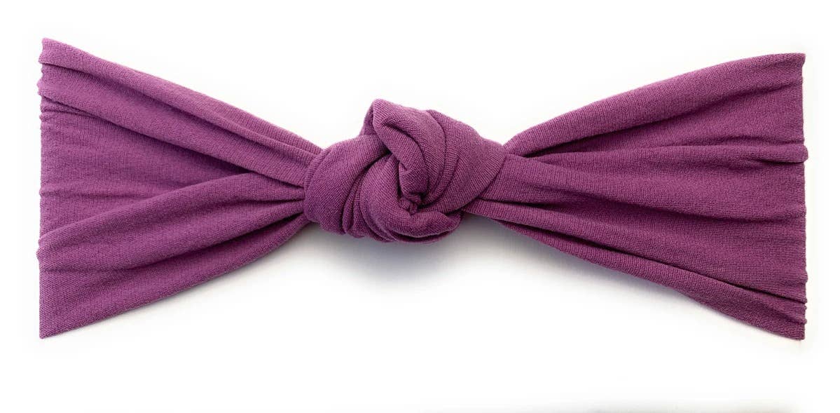 Nylon Knotted Turban Knots Baby Infant Headband: Midnight Mauve-Little Sprout