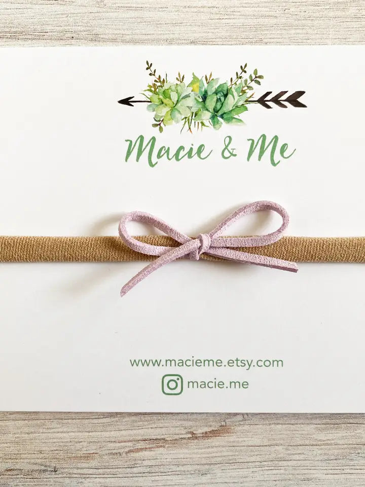 Lilac Suede Tied Bow on Headband-Little Sprout