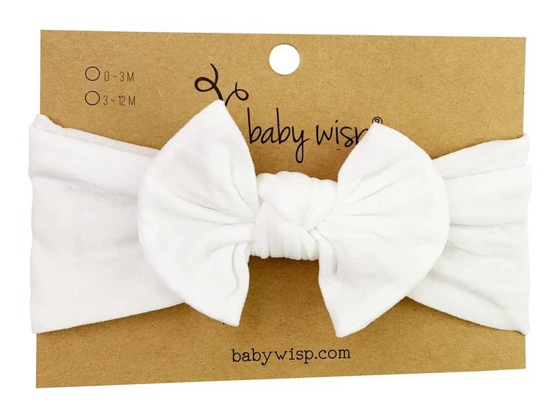 Nylon Bow Knotted Center Headwrap Infant Headband Baby Girl: Ivory-Little Sprout
