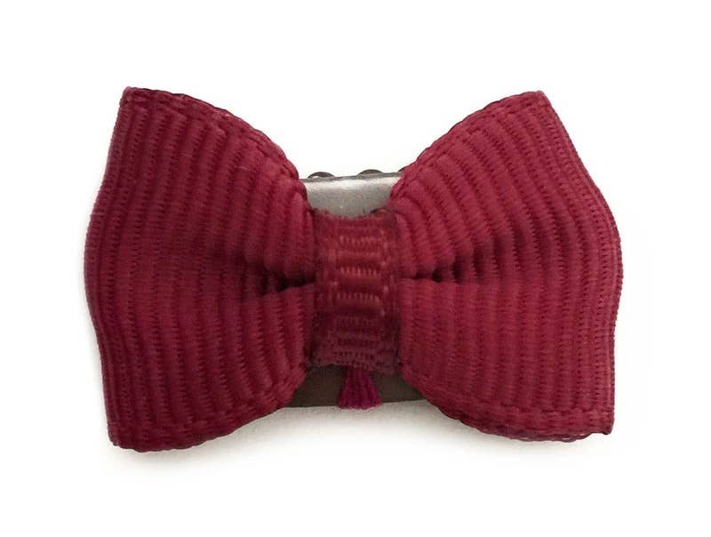 Mini Wisp Clip Tiny Tuxedo Baby Bow Hair Clips Mini Bows: Burgundy-Little Sprout