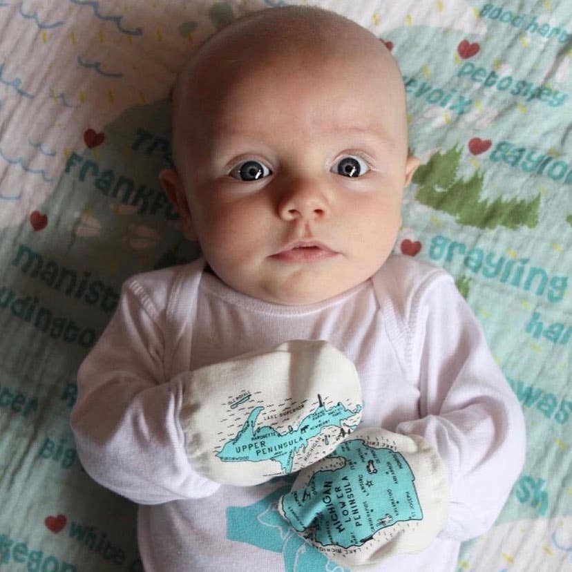 Michigan Mittens Baby Scratch Mitts: Snowball-Little Sprout